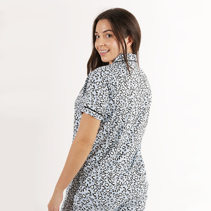 Blue Cheetah Short Sleeve Pyjama Sets