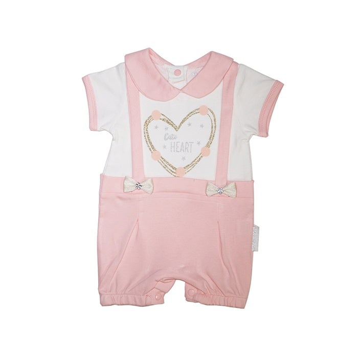 light pink & white baby dress with collar