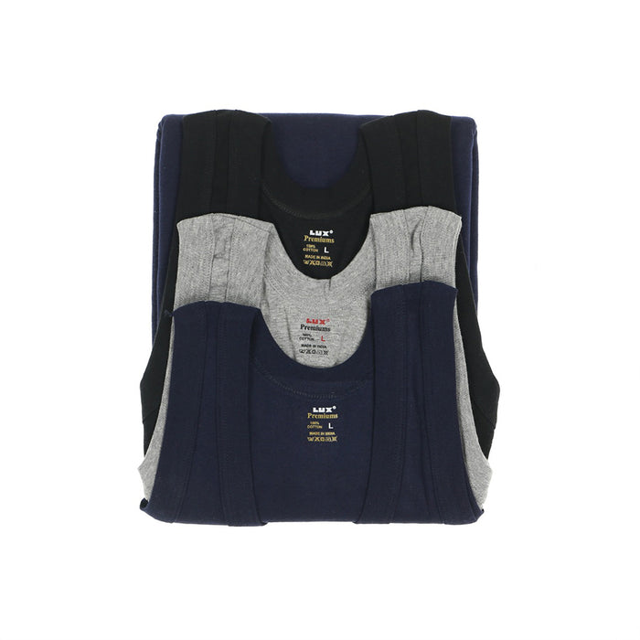 LUX Premium Grey Vest 1x1 Rib Colored 3pc Pack 