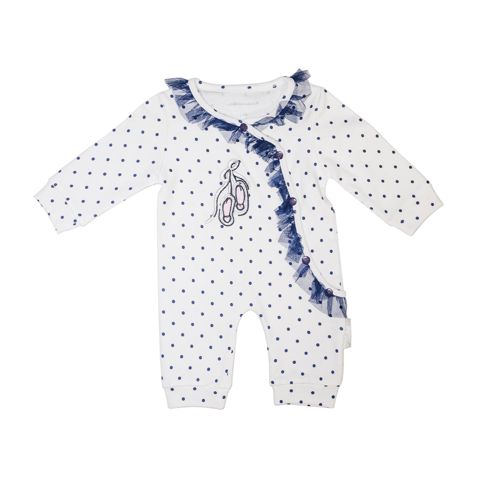 Blue dotted baby romper