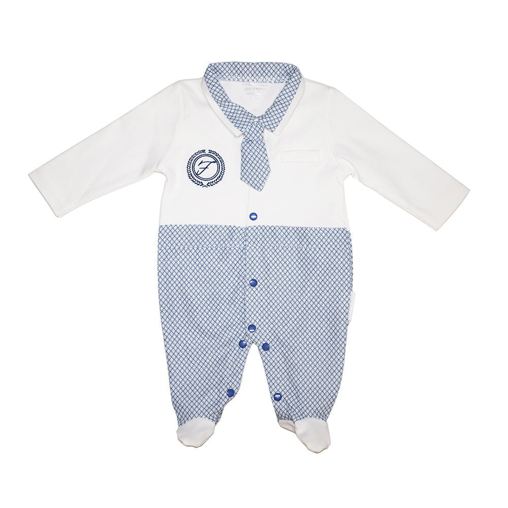 light blue& white baby dress with collar