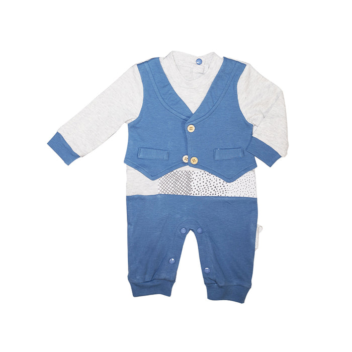 white and royal blue baby romper 